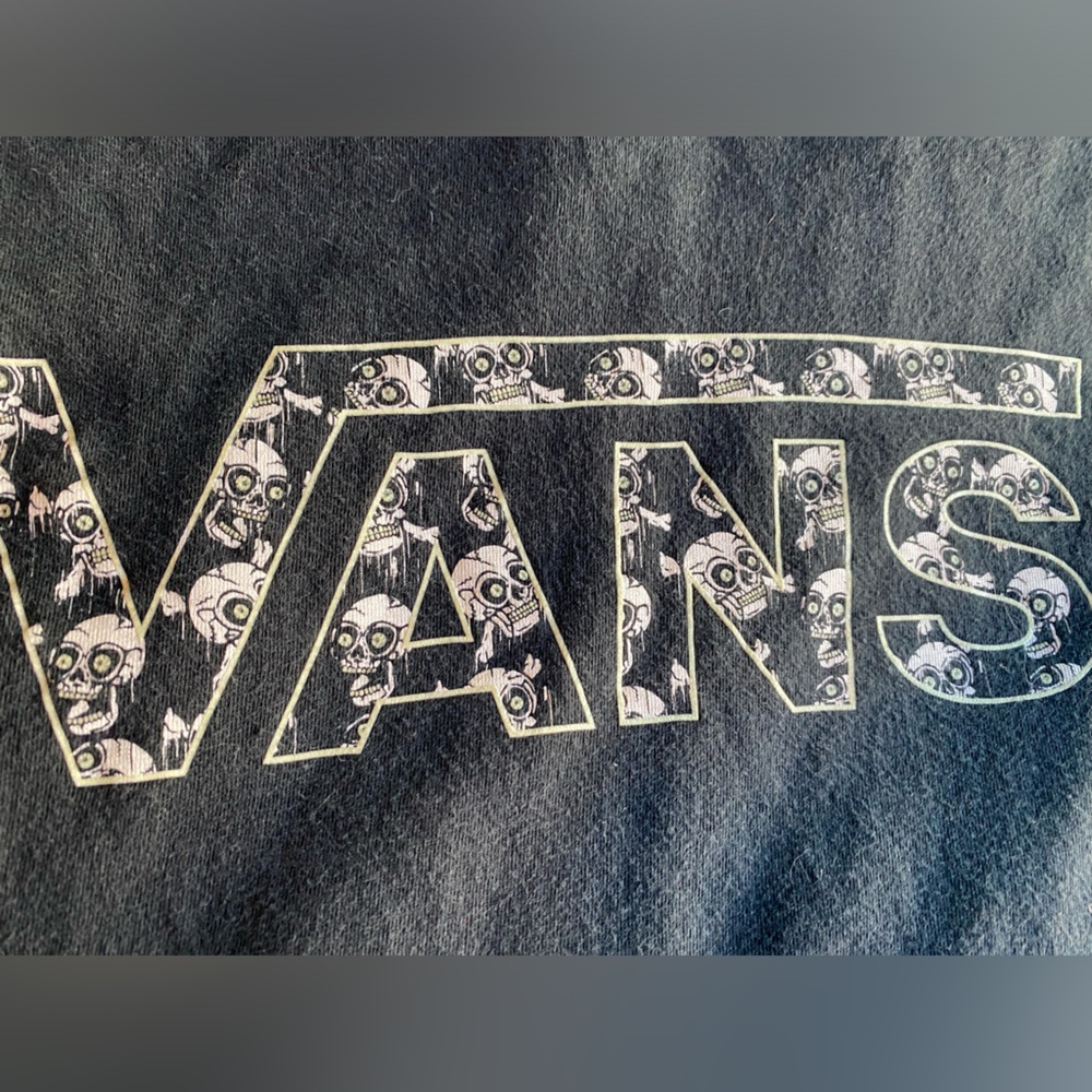 Vans Black Custom Fit Tee skeleton face